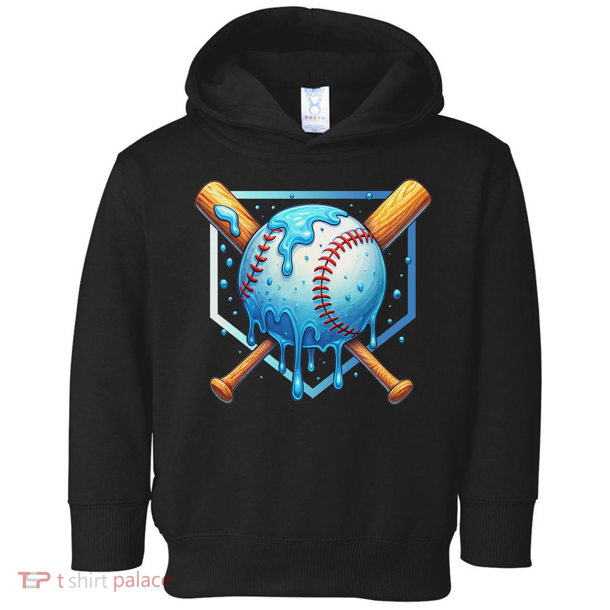 Baseball Dripping Ice Cream Drip Baseball Toddler Hoodie