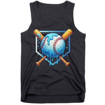 Baseball Dripping Ice Cream Drip Baseball Tank Top