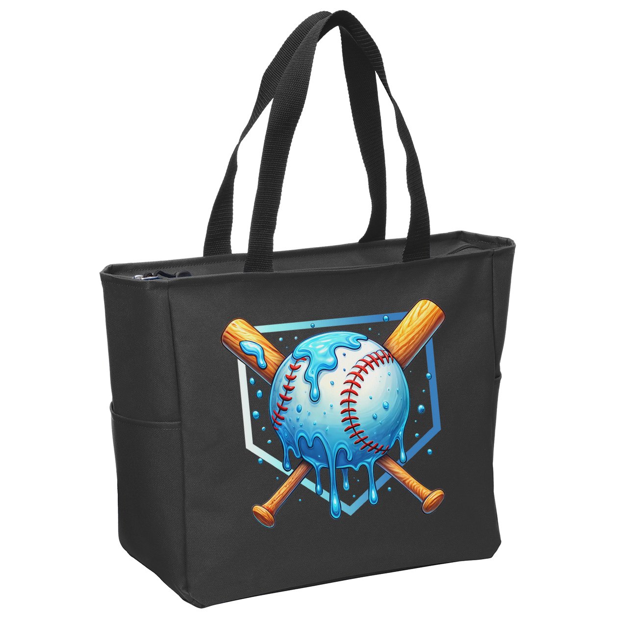 Baseball Dripping Ice Cream Drip Baseball Zip Tote Bag