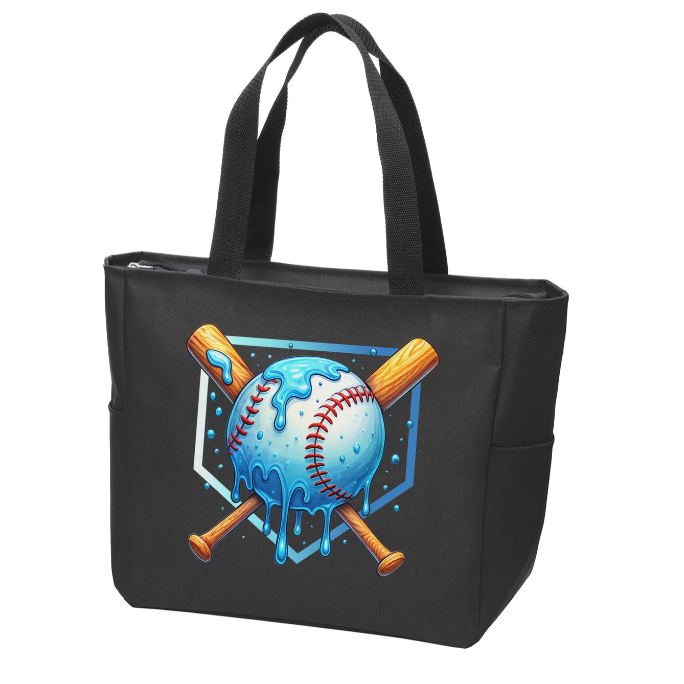 Baseball Dripping Ice Cream Drip Baseball Zip Tote Bag