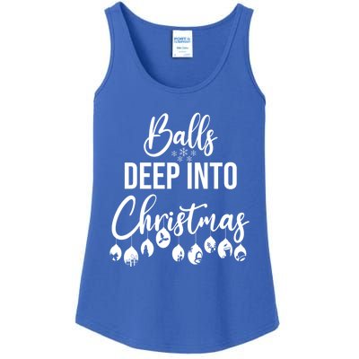 Balls Deep Into Christmas Funny Adults Inappropriate Xmas Funny Gift Ladies Essential Tank