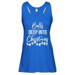 Balls Deep Into Christmas Funny Adults Inappropriate Xmas Funny Gift Ladies Essential Flowy Tank