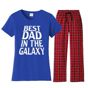 Best Dad In The Galaxy Daddy Cool Parent Retro Father Old Gift Women's Flannel Pajama Set