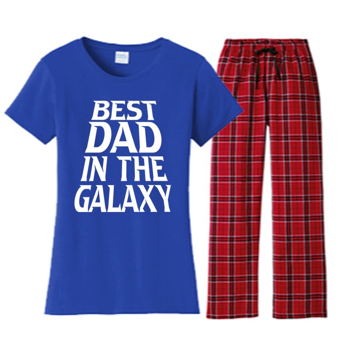 Best Dad In The Galaxy Daddy Cool Parent Retro Father Old Gift Women's Flannel Pajama Set