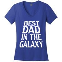 Best Dad In The Galaxy Daddy Cool Parent Retro Father Old Gift Women's V-Neck T-Shirt