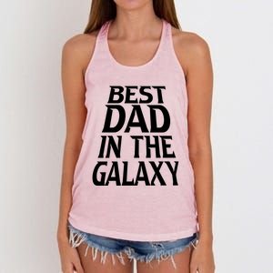 Best Dad In The Galaxy Daddy Cool Parent Retro Father Old Gift Women's Knotted Racerback Tank