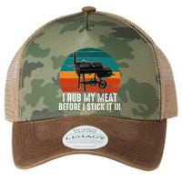 Bbq Dad I Rub My Meat Before I Stick It In Offset Smoker Pit Legacy Tie Dye Trucker Hat