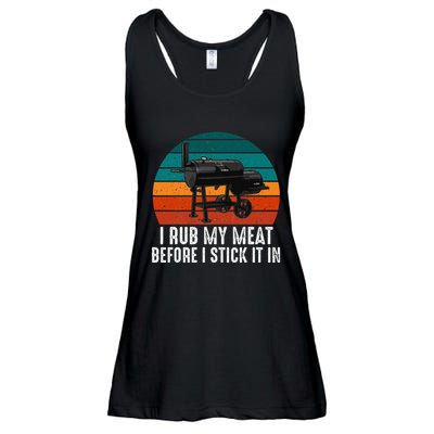 Bbq Dad I Rub My Meat Before I Stick It In Offset Smoker Pit Ladies Essential Flowy Tank