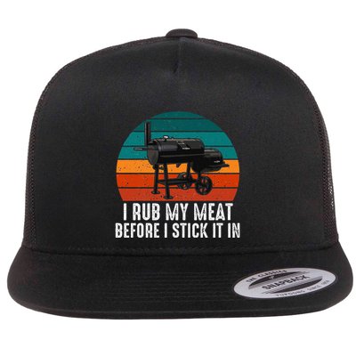 Bbq Dad I Rub My Meat Before I Stick It In Offset Smoker Pit Flatbill Hat