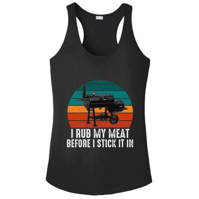 Bbq Dad I Rub My Meat Before I Stick It In Offset Smoker Pit Ladies PosiCharge Competitor Racerback Tank