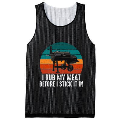 Bbq Dad I Rub My Meat Before I Stick It In Offset Smoker Pit Mesh Reversible Basketball Jersey Tank