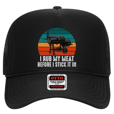 Bbq Dad I Rub My Meat Before I Stick It In Offset Smoker Pit Trucker Hat