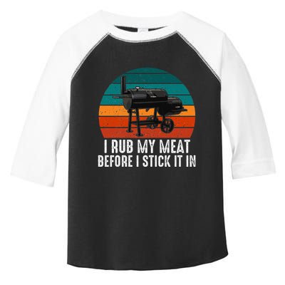 Bbq Dad I Rub My Meat Before I Stick It In Offset Smoker Pit Toddler Fine Jersey T-Shirt