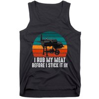Bbq Dad I Rub My Meat Before I Stick It In Offset Smoker Pit Tank Top