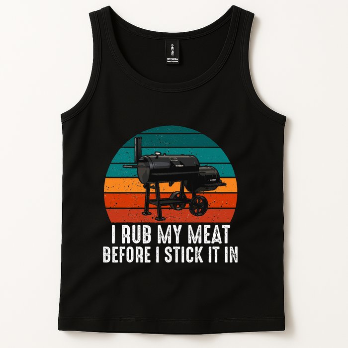 Bbq Dad I Rub My Meat Before I Stick It In Offset Smoker Pit Tank Top