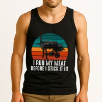 Bbq Dad I Rub My Meat Before I Stick It In Offset Smoker Pit Tank Top