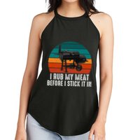 Bbq Dad I Rub My Meat Before I Stick It In Offset Smoker Pit Women's Perfect Tri Rocker Tank