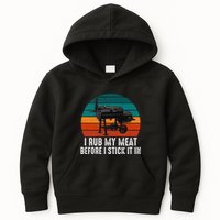 Bbq Dad I Rub My Meat Before I Stick It In Offset Smoker Pit Kids Hoodie