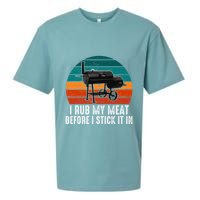 Bbq Dad I Rub My Meat Before I Stick It In Offset Smoker Pit Sueded Cloud Jersey T-Shirt