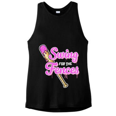 Baseball Drip Ice Cream Drip Swing For The Fences Ladies PosiCharge Tri-Blend Wicking Tank