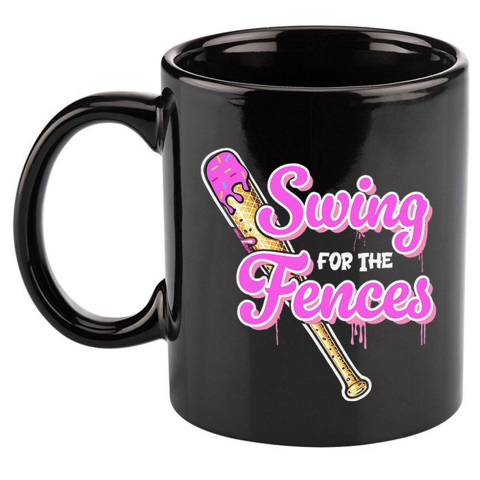 Baseball Drip Ice Cream Drip Swing For The Fences 11oz C Handle Ceramic Mug