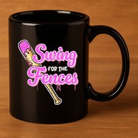 Baseball Drip Ice Cream Drip Swing For The Fences 11oz C Handle Ceramic Mug