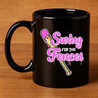 Baseball Drip Ice Cream Drip Swing For The Fences 11oz C Handle Ceramic Mug