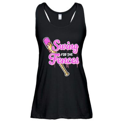 Baseball Drip Ice Cream Drip Swing For The Fences Ladies Essential Flowy Tank