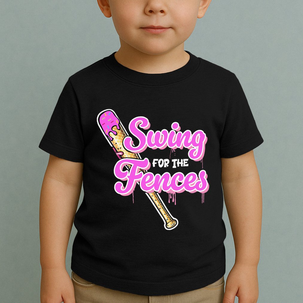 Baseball Drip Ice Cream Drip Swing For The Fences Toddler T-Shirt