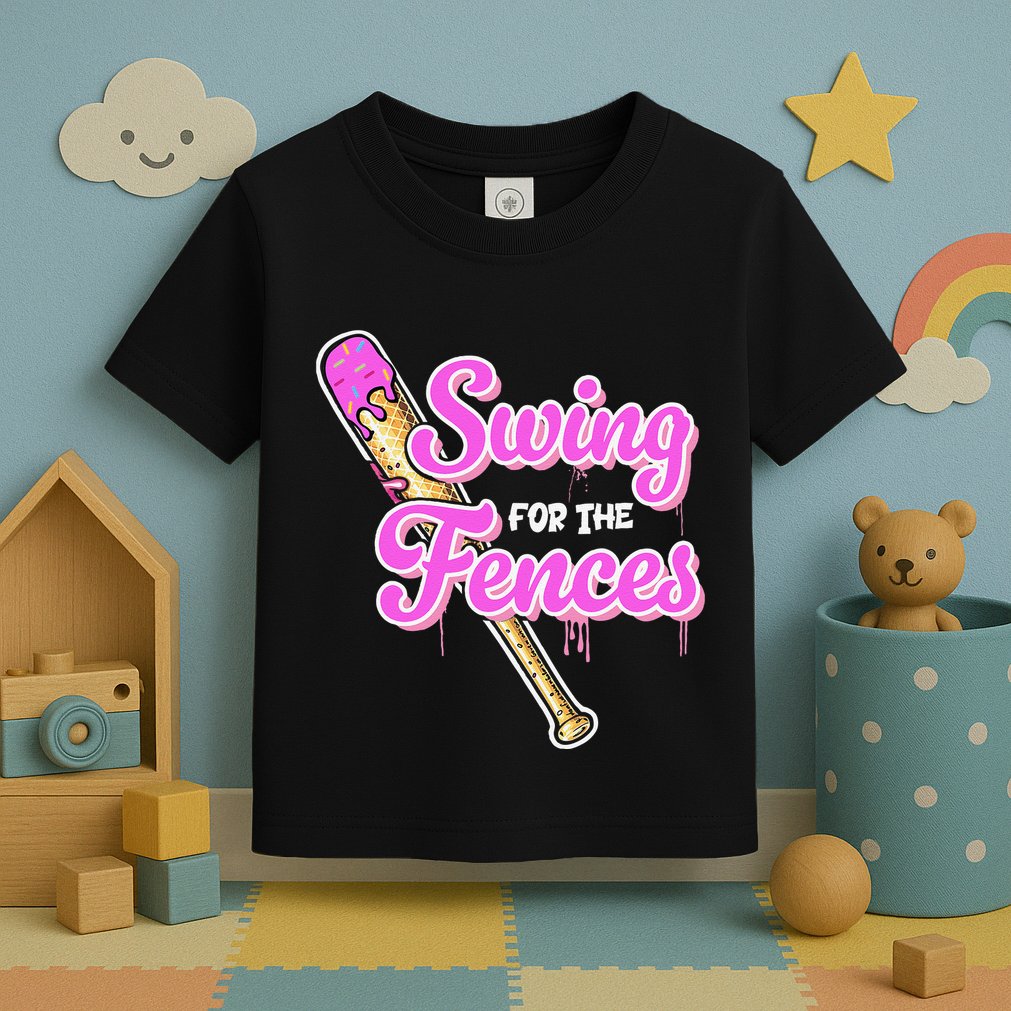 Baseball Drip Ice Cream Drip Swing For The Fences Toddler T-Shirt