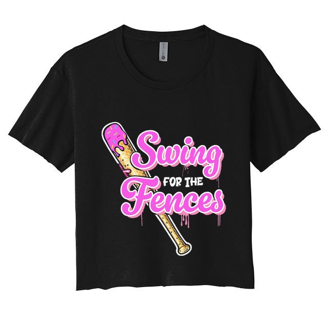 Baseball Drip Ice Cream Drip Swing For The Fences Crop Top