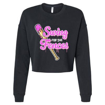 Baseball Drip Ice Cream Drip Swing For The Fences Cropped Pullover Crew