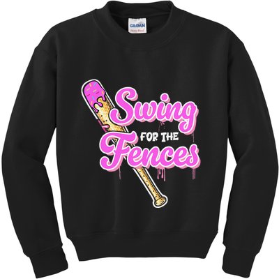 Baseball Drip Ice Cream Drip Swing For The Fences Kids Sweatshirt