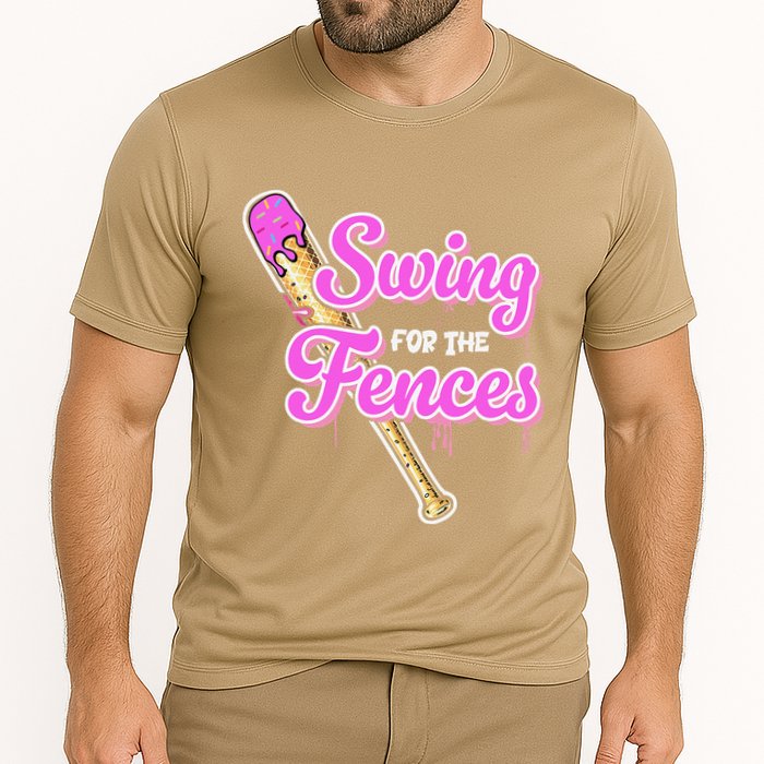 Baseball Drip Ice Cream Drip Swing For The Fences Cooling Performance Crew T-Shirt
