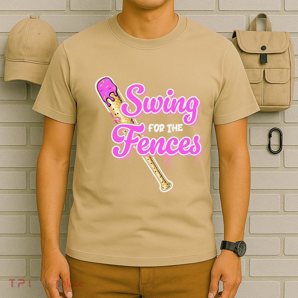 Baseball Drip Ice Cream Drip Swing For The Fences T-Shirt