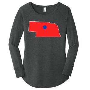 Blue Dot In A Red State Nebraska Vote Kamala Harris Waltz Women's Perfect Tri Tunic Long Sleeve Shirt