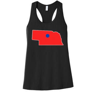 Blue Dot In A Red State Nebraska Vote Kamala Harris Waltz Women's Racerback Tank