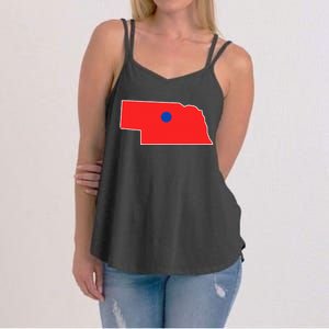 Blue Dot In A Red State Nebraska Vote Kamala Harris Waltz Women's Strappy Tank