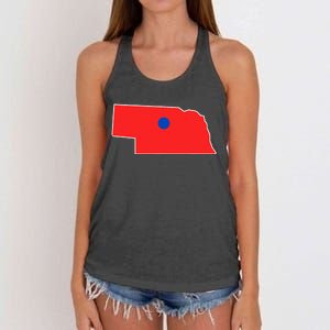 Blue Dot In A Red State Nebraska Vote Kamala Harris Waltz Women's Knotted Racerback Tank