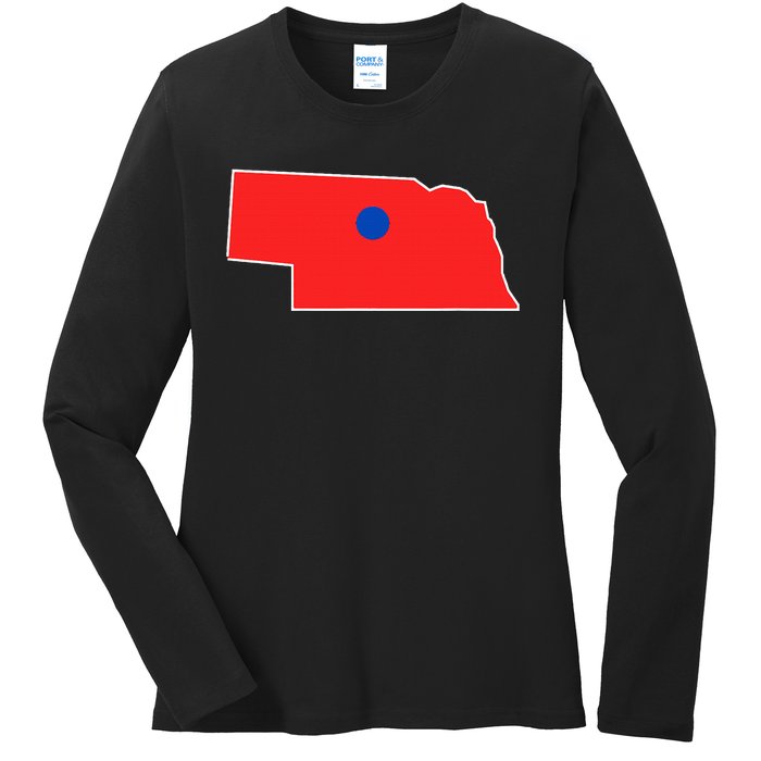 Blue Dot In A Red State Nebraska Vote Kamala Harris Waltz Ladies Long Sleeve Shirt