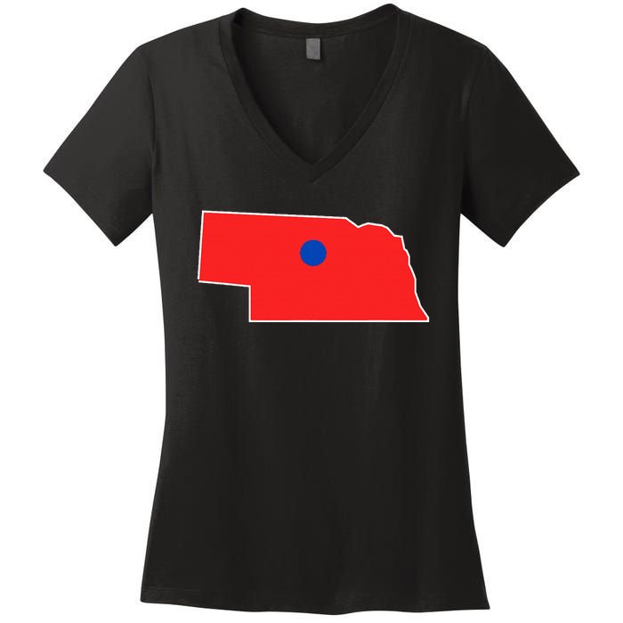 Blue Dot In A Red State Nebraska Vote Kamala Harris Waltz Women's V-Neck T-Shirt