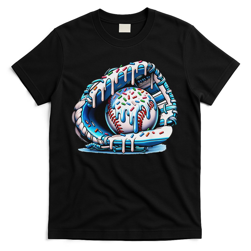 Baseball Drip Ice Cream Sprinkles Baseball Glove T-Shirt
