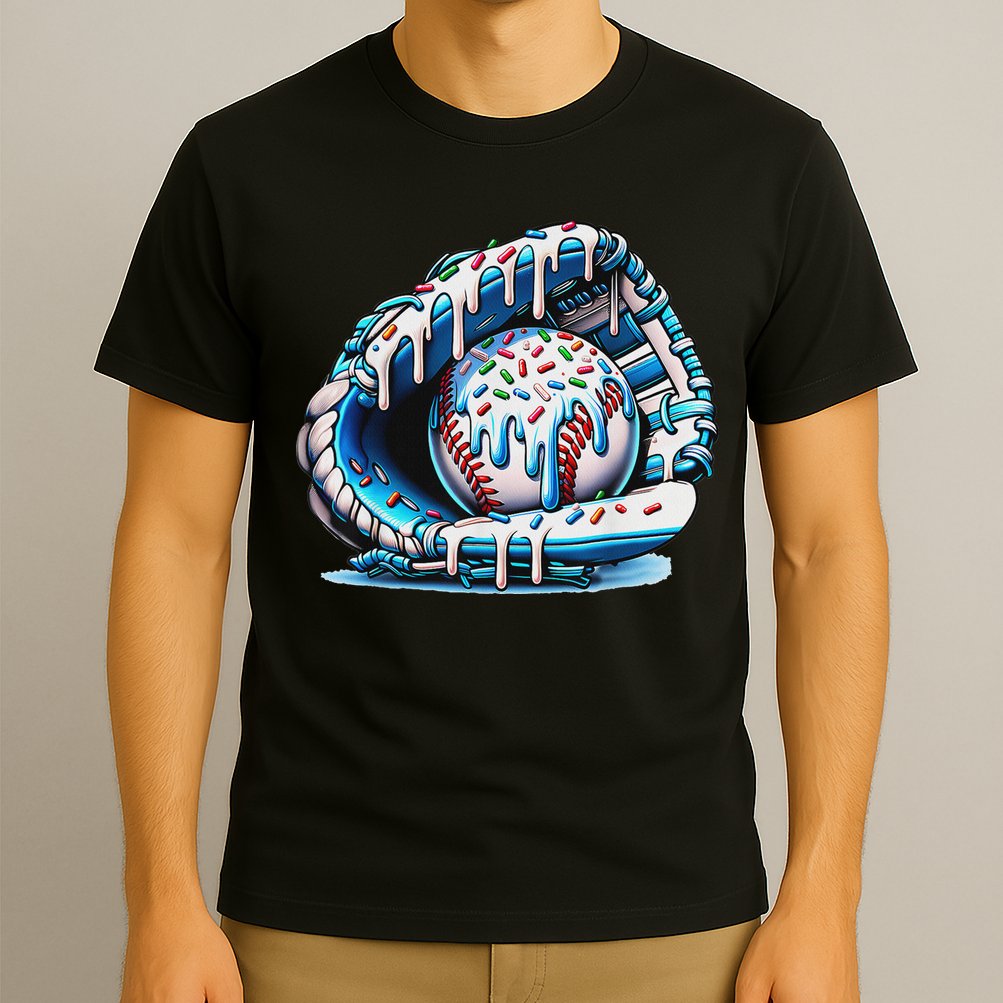 Baseball Drip Ice Cream Sprinkles Baseball Glove T-Shirt