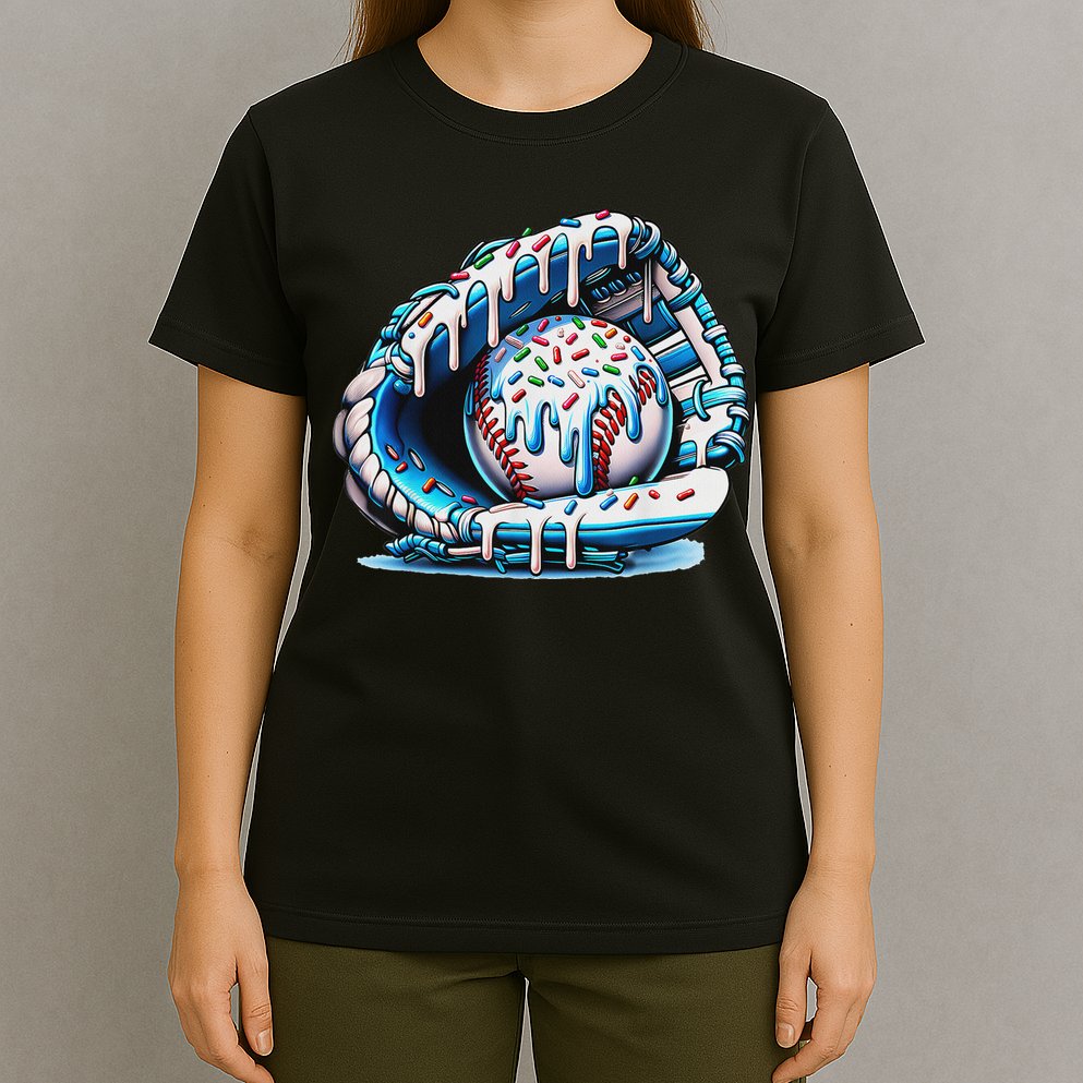 Baseball Drip Ice Cream Sprinkles Baseball Glove T-Shirt
