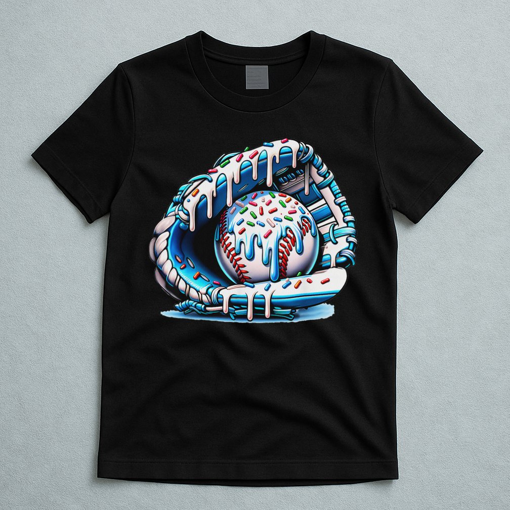 Baseball Drip Ice Cream Sprinkles Baseball Glove T-Shirt