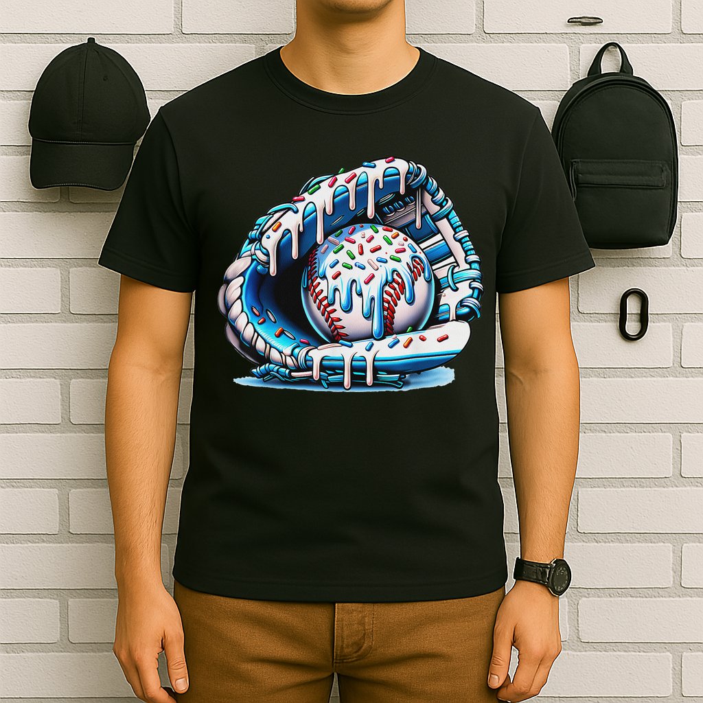 Baseball Drip Ice Cream Sprinkles Baseball Glove T-Shirt