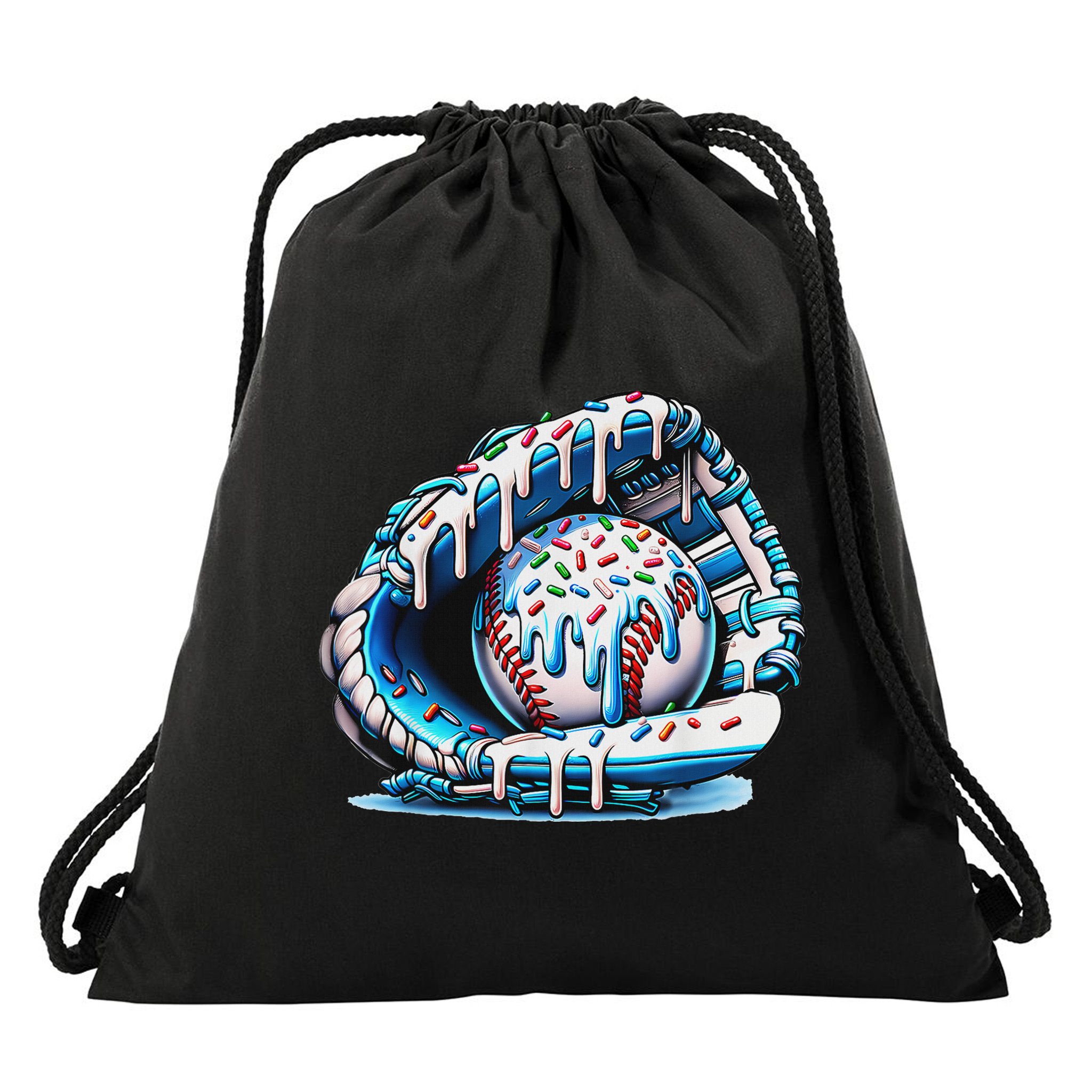Baseball Drip Ice Cream Sprinkles Baseball Glove Drawstring Bag