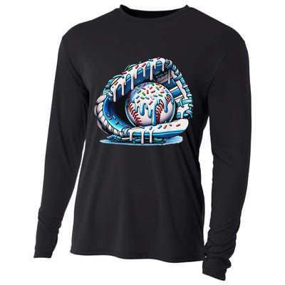 Baseball Drip Ice Cream Sprinkles Baseball Glove Cooling Performance Long Sleeve Crew