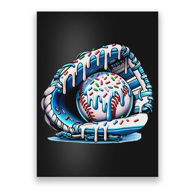 Baseball Drip Ice Cream Sprinkles Baseball Glove Poster