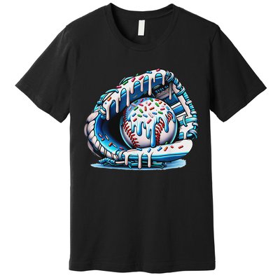 Baseball Drip Ice Cream Sprinkles Baseball Glove Premium T-Shirt